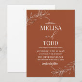 ミニマル離れス結婚式招待状とブランチ 招待状 (正面/裏面)