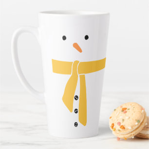 ミニマル雪だるまイエロースカーフウィンター カフェラテマグ