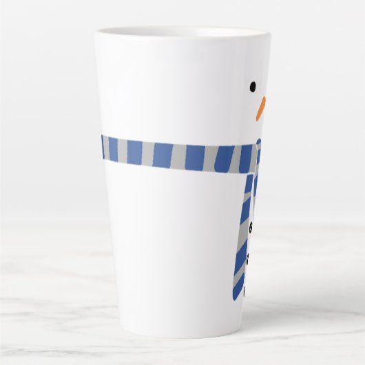 ミニマル雪だるまブルーグレースカーフウィンター カフェラテマグ (正面)