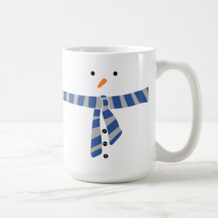 ミニマル雪だるまブルーグレースカーフウィンター コーヒーマグカップ