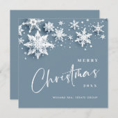 ミニマル雪のクリスマスグリーティング シーズンカード (正面/裏面)