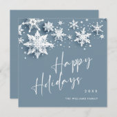 ミニマル雪のクリスマスグリーティング シーズンカード (正面/裏面)