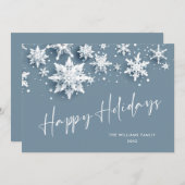 ミニマル雪のクリスマスグリーティング シーズンカード (正面/裏面)