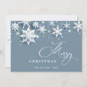 ミニマル雪のクリスマスグリーティング シーズンカード (正面)