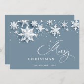 ミニマル雪のクリスマスグリーティング シーズンカード (正面/裏面)
