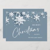 ミニマル雪のクリスマスグリーティング シーズンカード (正面/裏面)