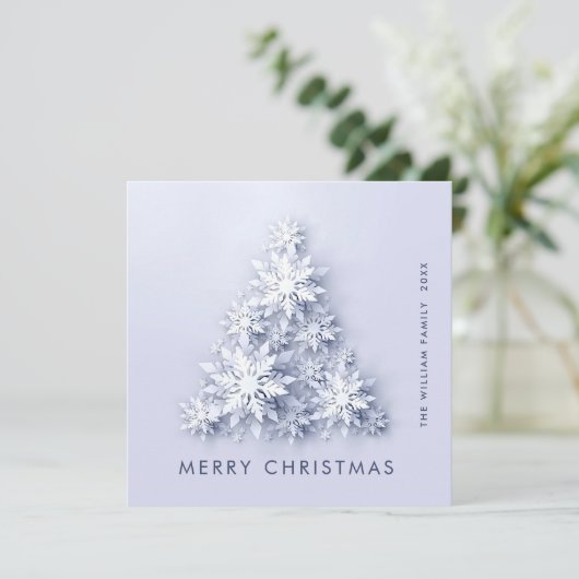 ミニマル雪のクリスマスツリーの挨拶 シーズンカード (スタンド正面)