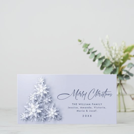 ミニマル雪のクリスマスツリーの挨拶 シーズンカード (スタンド正面)