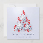 ミニマル雪のクリスマスツリーの挨拶 シーズンカード (正面)