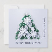ミニマル雪のクリスマスツリーの挨拶 シーズンカード (正面)