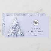 ミニマル雪のクリスマスツリーの挨拶 シーズンカード (正面/裏面)