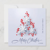 ミニマル雪のクリスマスツリーの挨拶 シーズンカード (正面)