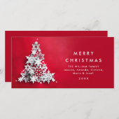 ミニマル雪のクリスマスツリーの挨拶 シーズンカード (正面/裏面)