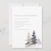 ミニマル雪の冬の木QRコード結婚ズ 招待状 (正面)
