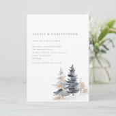 ミニマル雪の冬の木QRコード結婚ズ 招待状 (スタンド正面)