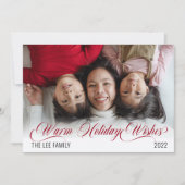 ミニマル雪の暖かい休日の願い写真 シーズンカード (正面)