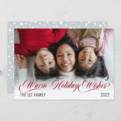ミニマル雪の暖かい休日の願い写真 シーズンカード (正面/裏面)