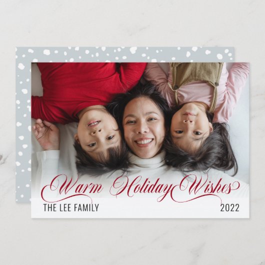 ミニマル雪の暖かい休日の願い写真 シーズンカード (正面/裏面)