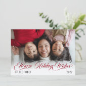 ミニマル雪の暖かい休日の願い写真 シーズンカード (スタンド正面)