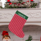 ミニマル雪の結晶(赤) ラージクリスマスストッキング