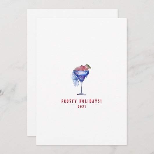 ミニマル霜の降りたリストホリデーズカクテル シーズンカード (正面/裏面)