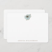 ミニマル青い花の文パーソナライズされた具 ノートカード (正面/裏面)