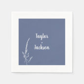 ミニマル青と白結婚の スタンダードカクテルナプキン (正面)