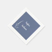 ミニマル青と白結婚の スタンダードカクテルナプキン (角)