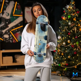 ミニマル青と黄色の抽象芸術幾何学的 スケートボード