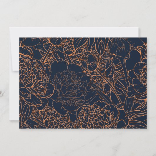 ミニマル青フローラ日付の保存 セーブザデート (裏面)