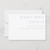 ミニマル青モダン白結婚フローラの返信 出欠カード (正面)