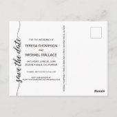 ミニマル青婚約日付スクリプトの保存 ポストカード (裏面)