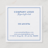 ミニマル青縁ど四角 スクエア名刺 (裏面)