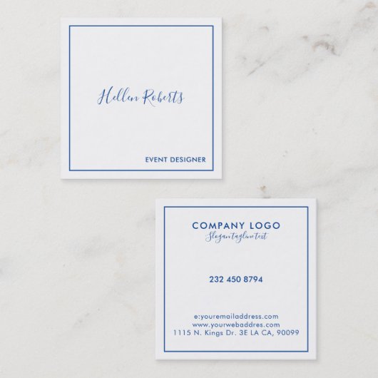 ミニマル青縁ど四角 スクエア名刺 (正面/裏面)