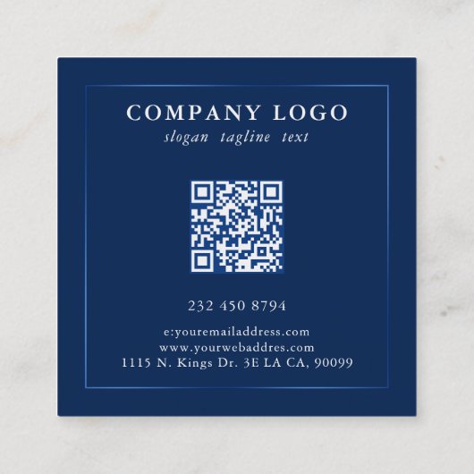 ミニマル青縁ど スクエア名刺 (裏面)