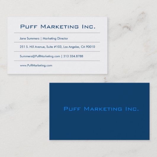 ミニマル青（白） 名刺 (正面/裏面)