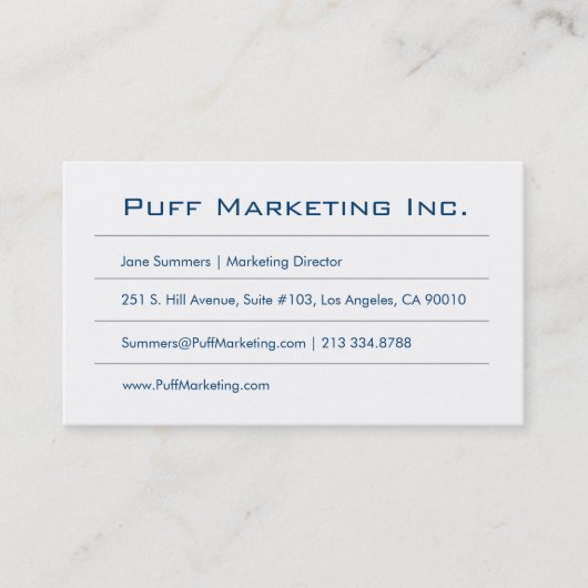 ミニマル青（白） 名刺 (正面)