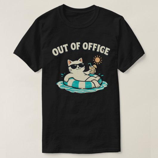 ミニマル静かな夜の猫デザイン Tシャツ (デザイン正面)