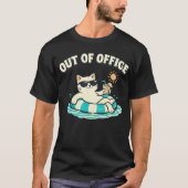 ミニマル静かな夜の猫デザイン Tシャツ (正面)