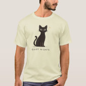 ミニマル静かな夜の猫デザイン Tシャツ (正面)