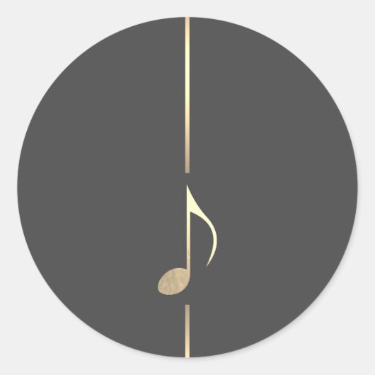 ミニマル音楽金ゴールド第8音符シール ラウンドシール (正面)
