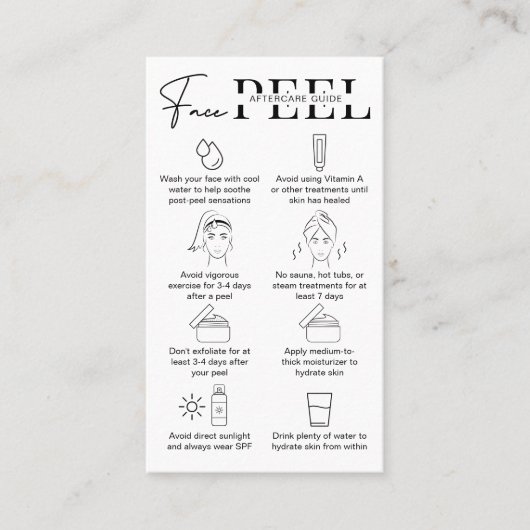 ミニマル顔ピールアフターケアガイドの手順 名刺 (正面)