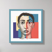 ミニマル顔ラインアート | 枠コンテンポラリー付き壁 キャンバスプリント (正面)