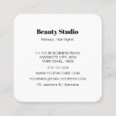 ミニマル顔ロゴヘア美しいメイクアップニュートラル スクエア名刺 (裏面)