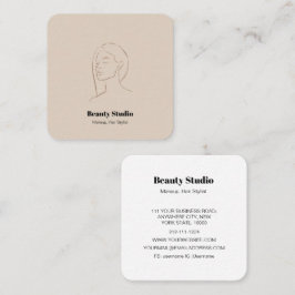 ミニマル顔ロゴヘア美しいメイクアップニュートラル スクエア名刺