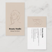 ミニマル顔ロゴヘア美しいメイクアップニュートラル 名刺 (正面/裏面)