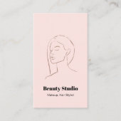 ミニマル顔ロゴヘア美しいメイクアップピンク 名刺 (正面)