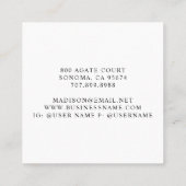 ミニマル顔ロゴモノグラムのメイクアップアーティスト スクエア名刺 (裏面)