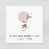 ミニマル顔ロゴモノグラムのメイクアップアーティスト スクエア名刺 (正面)