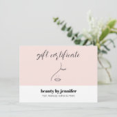 ミニマル顔美しいロゴピンクギフト証明書 (スタンド正面)